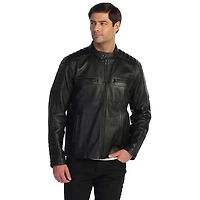 Gioberti Men's Stand Collar Motorcycle Leather Bomber Jacket