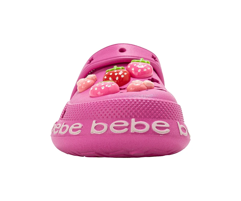 bebe Girl's EVA Lightweight Clogs - Slip On Comfy Shoes with Fruit Charms