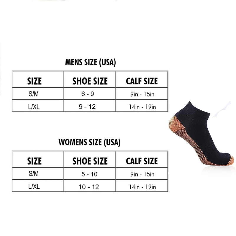 Extreme Fit Copper Compression Socks - Ankle High For Running, Athtletics, Travel 6 Pair