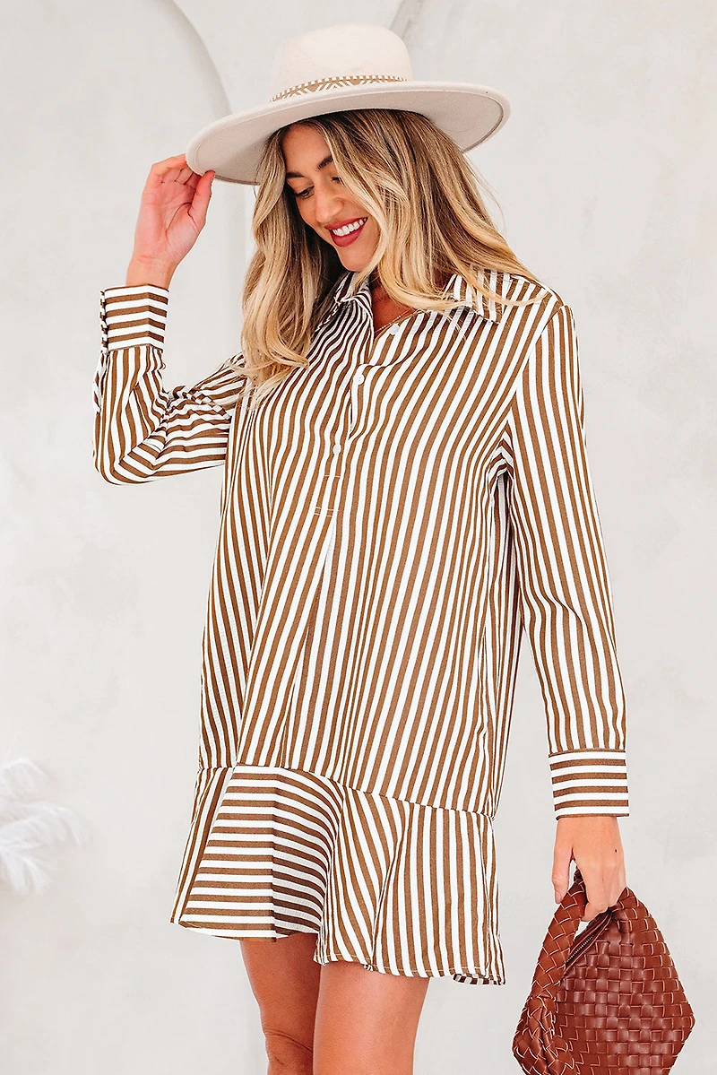 Threaded Pear Women's Yamileth Shirt Mini Dress Long Sleeve Top