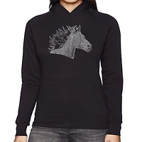 LA Pop Art Horse Mane - Women's Word Hooded Sweatshirt