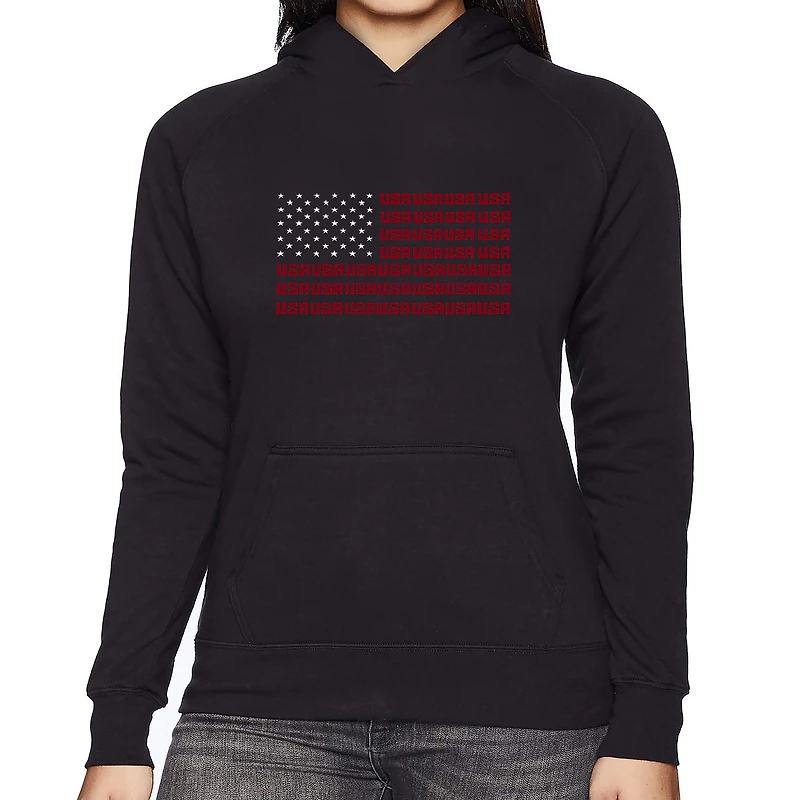 LA Pop Art USA Flag - Women's Word Hooded Sweatshirt