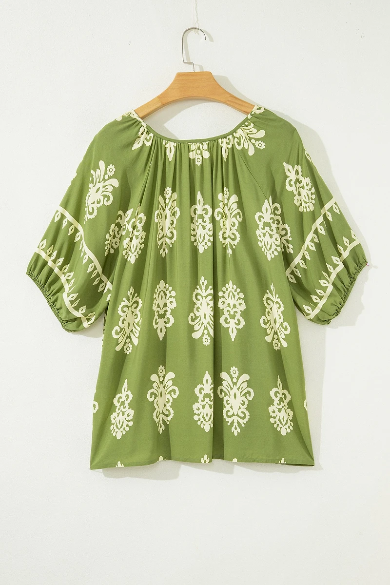Threaded Pear Women's Gabriella Floral Short Sleeve PLUS Top