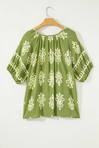 Threaded Pear Women's Gabriella Floral Short Sleeve PLUS Top