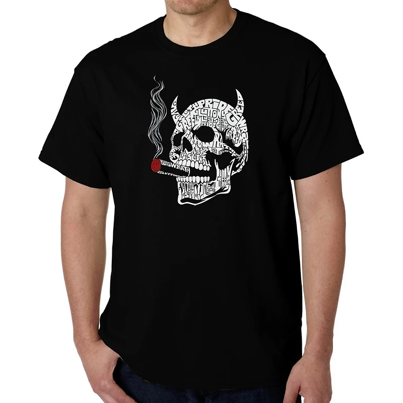 LA Pop Art Men's Word T-Shirt - 7 Deadly Sins Skull