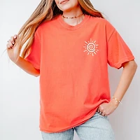 Simply Sage Market - Embroidered Summer Sun Women's Garment Dyed Graphic T-Shirt