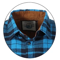 Gioberti Men's Long Sleeve Brushed Flannel Plaid Checkered Shirt with Corduroy Contrast