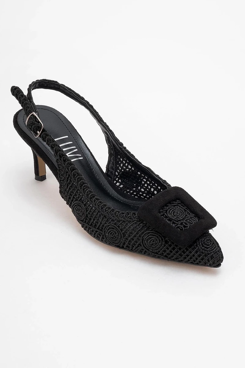 Prologue Shoes Womens Ensley Knitted Buckled Pointed Toe Pump