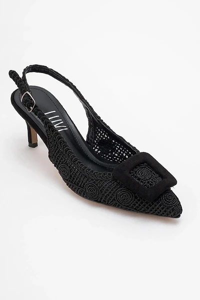 Prologue Shoes Womens Ensley Knitted Buckled Pointed Toe Pump