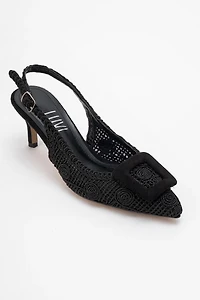 Prologue Shoes Womens Ensley Knitted Buckled Pointed Toe Pump