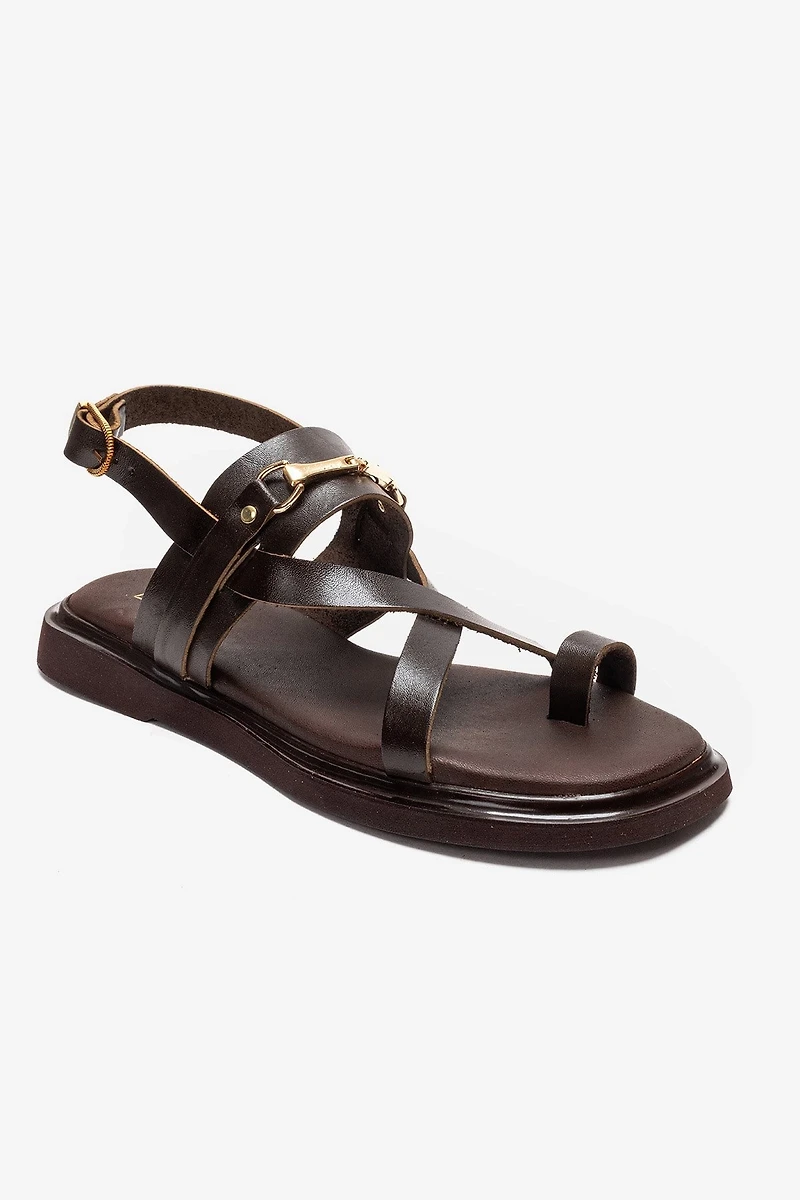 Forever & Always Womens Fabiana Leather Thong Sandals