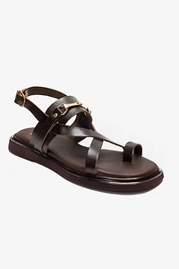 Forever & Always Womens Fabiana Leather Thong Sandals