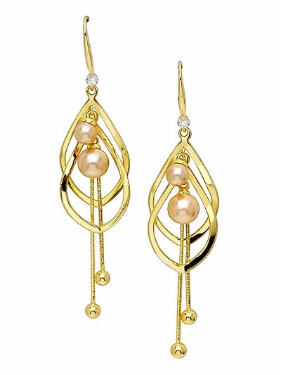 AGP PARIS Womens Pearl Cage Tassel Drop Earrings