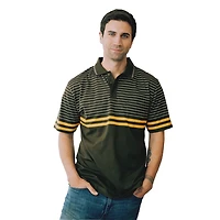 Gioberti Men's Double Striped Contrast Polo Shirt with Pocket