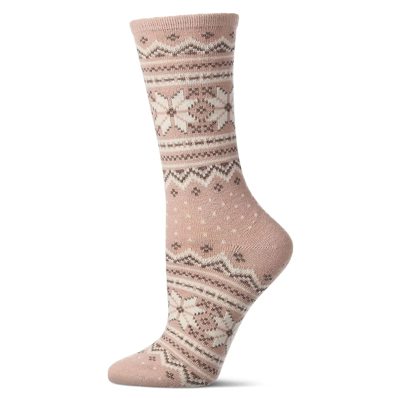 MeMoi Women's Soft Fair Isle Cashmere Blend Crew Socks
