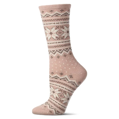 MeMoi Women's Soft Fair Isle Cashmere Blend Crew Socks