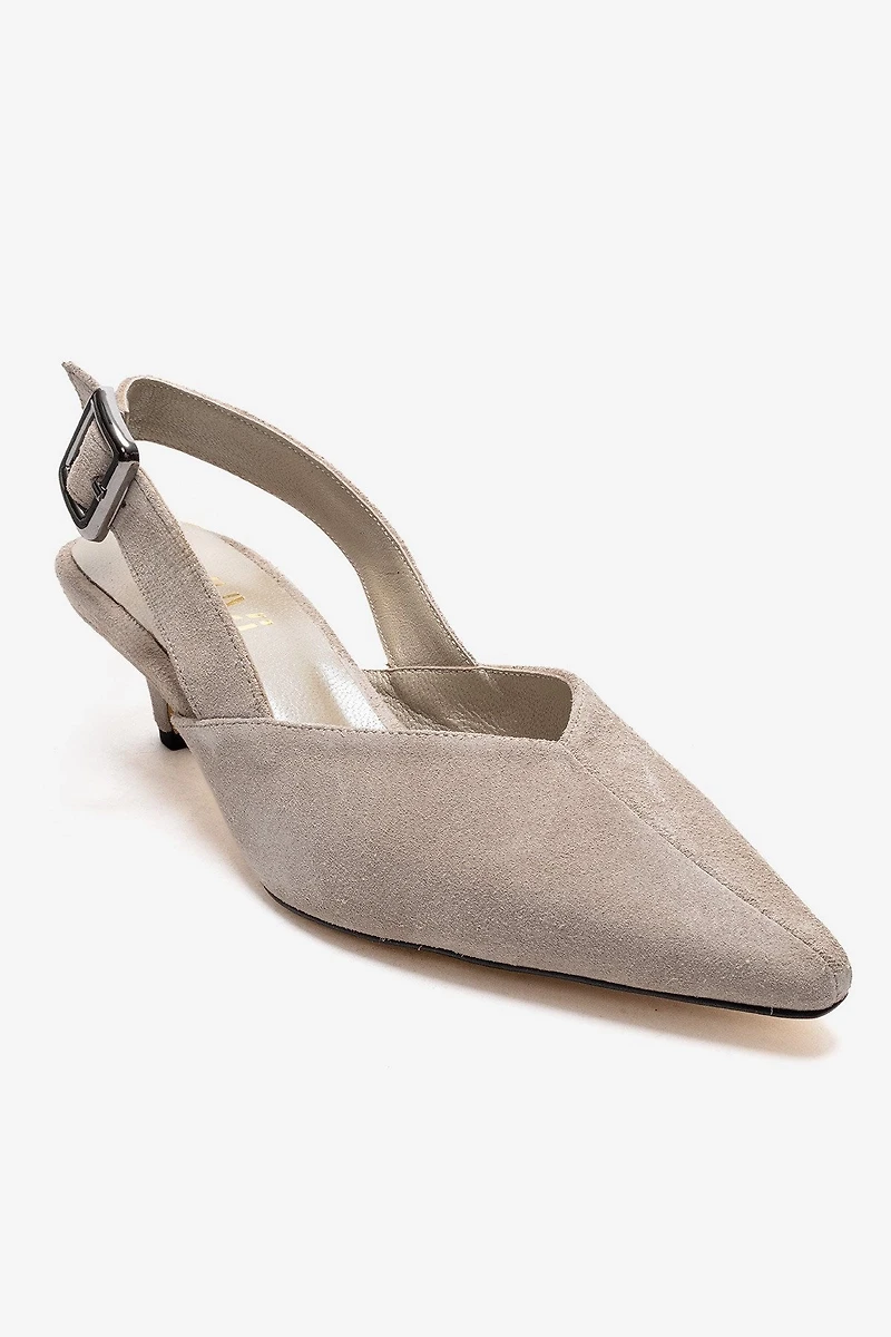 Forever & Always Womens Dioris Leather Slingback Kitten Heel Pump
