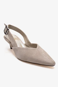 Forever & Always Womens Dioris Leather Slingback Kitten Heel Pump