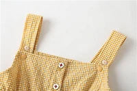 MyKids-USA Baby Girl Plaid Graphic Strawberries Embroidery Snap Button Jumpsuit & Solid Tee Sets