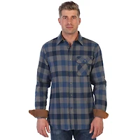 Gioberti Men's Long Sleeve Brushed Flannel Plaid Checkered Shirt with Corduroy Contrast