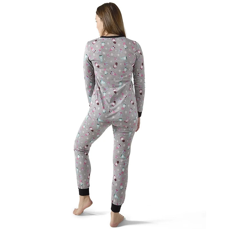 MeMoi Women's Holiday Gnomes Two-Piece PJ Set a Bag