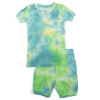 Leveret Kids 2-pc. Cotton Mixed Tie Dye Short Sleeve Shirt & Shorts Pajama Set