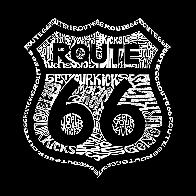 LA Pop Art Men's Get Your Kicks On Route 66 Word T-Shirt