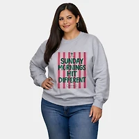 Simply Sage Market - Sunday Mornings Hit Different Stripes  Women's Plus Sized Graphic Sweatshirt