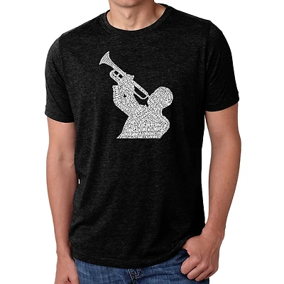 LA Pop Art Men's Cotton-Poly Word T-Shirt - ALL TIME JAZZ SONGS