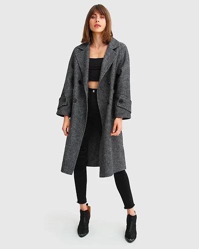 Belle & Bloom Womens Rumour Has It Oversized Wool Blend Coat