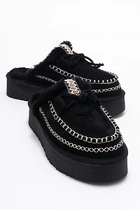 Forever & Always Womens Yalina Leather Platform Moccasin Slippers