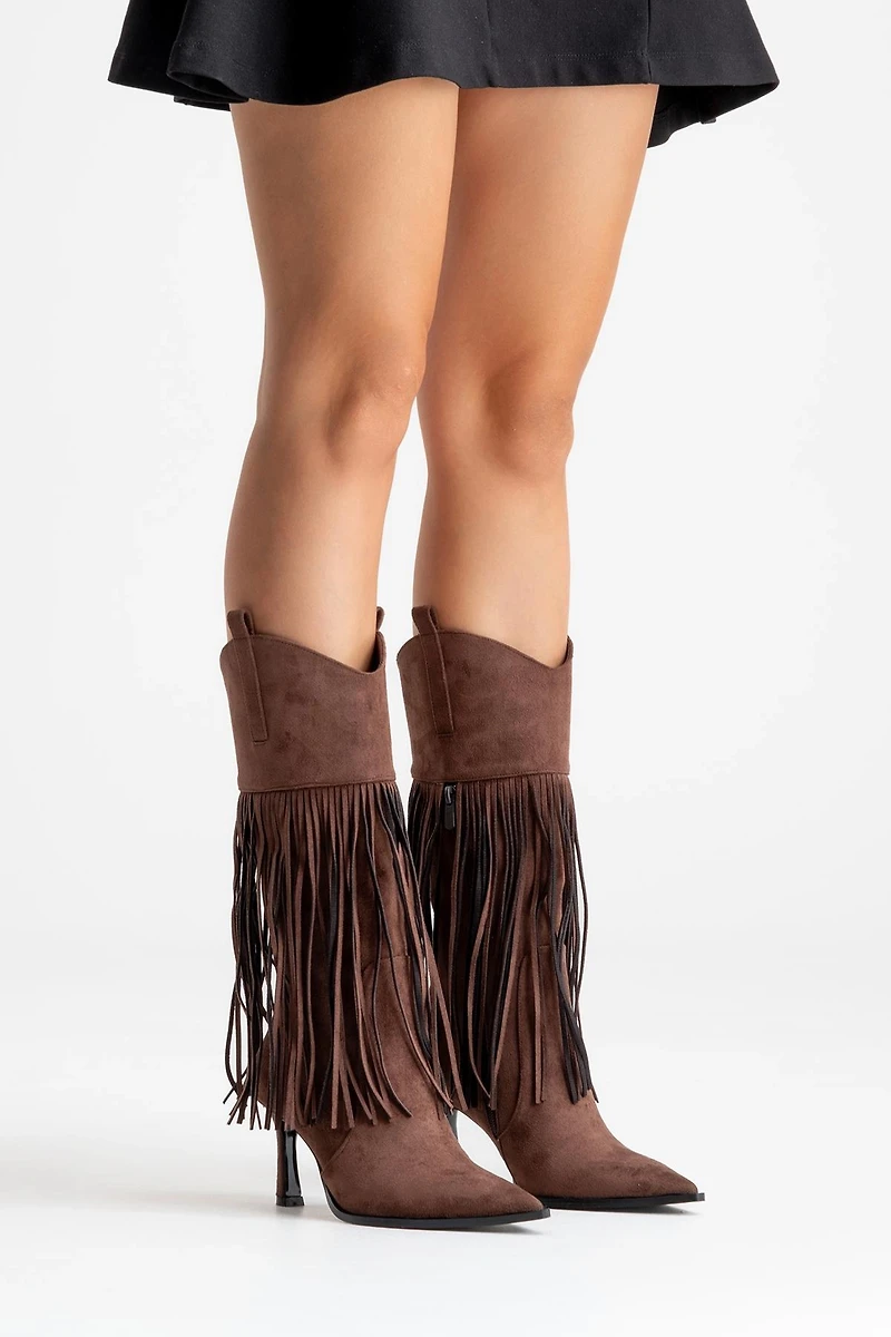 Prologue Shoes Womens Gueras Fringe Pointed Toe Boot