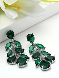 AGP PARIS Womens Leaf Cluster Statement Drop Earrings