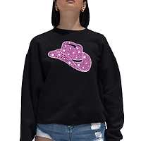 LA Pop Art Cowgirl Hat - Women's Word Crewneck Sweatshirt