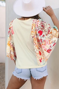 Threaded Pear Women's Sariyah Floral Half Batwing Sleeve Blouse