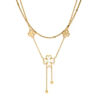 AGP PARIS Womens Diva Double Layered Floral Tassel Chain Y Necklace