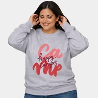 Simply Sage Market - Happy Camper Cursive  Women's Plus Sized Graphic Sweatshirt