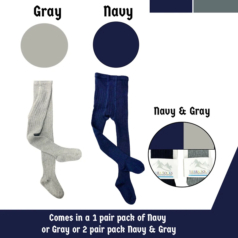 Wear Sierra Young Girls and Tweens Combed Cotton Ribbed 1 & 2 Pair pack Tights