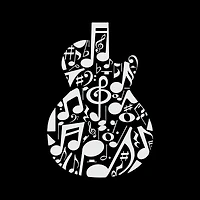 LA Pop Art Music Notes Guitar - Men's Word Hooded Sweatshirt