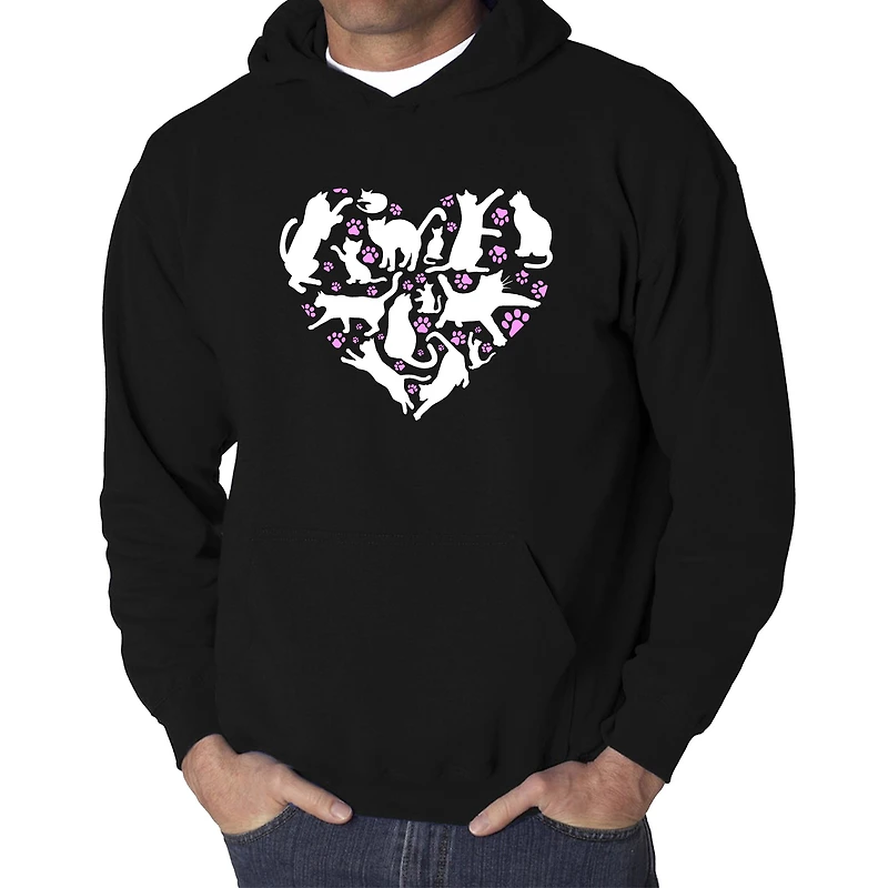 LA Pop Art Cat Heart - Men's Word Hooded Sweatshirt
