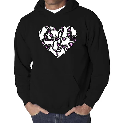 LA Pop Art Cat Heart - Men's Word Hooded Sweatshirt