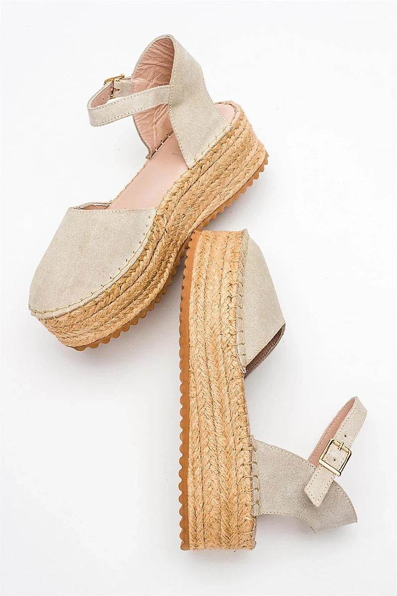 Forever & Always Womens Viba Leather Esprarille Platform Wedge Sandalss