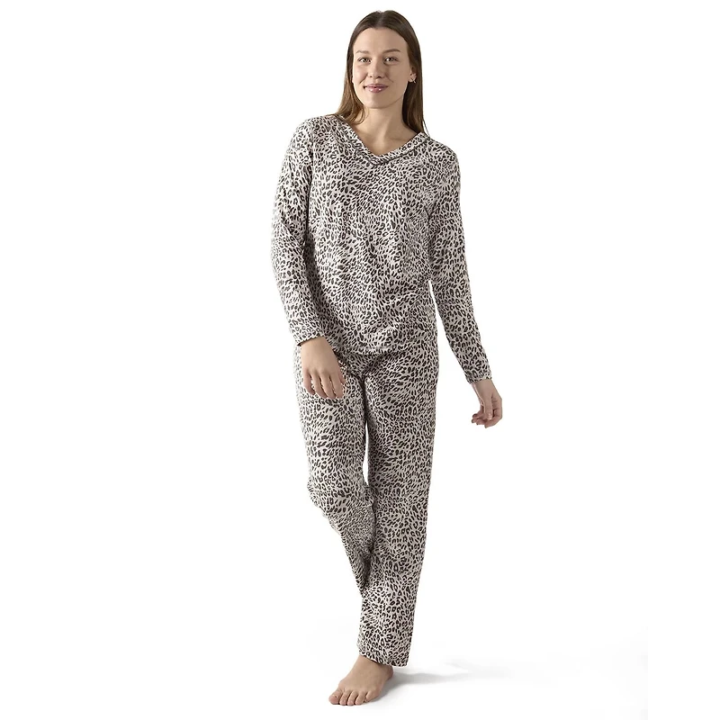 MeMoi Women's Leopard Print Cotton Blend Pajama Set