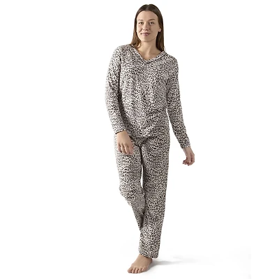 MeMoi Women's Leopard Print Cotton Blend Pajama Set