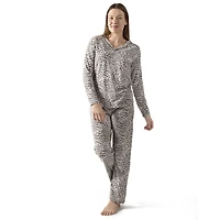 MeMoi Women's Leopard Print Cotton Blend Pajama Set