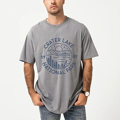 Simply Sage Market - Crater Lake National Park Men's Garment Dyed Graphic T-Shirt
