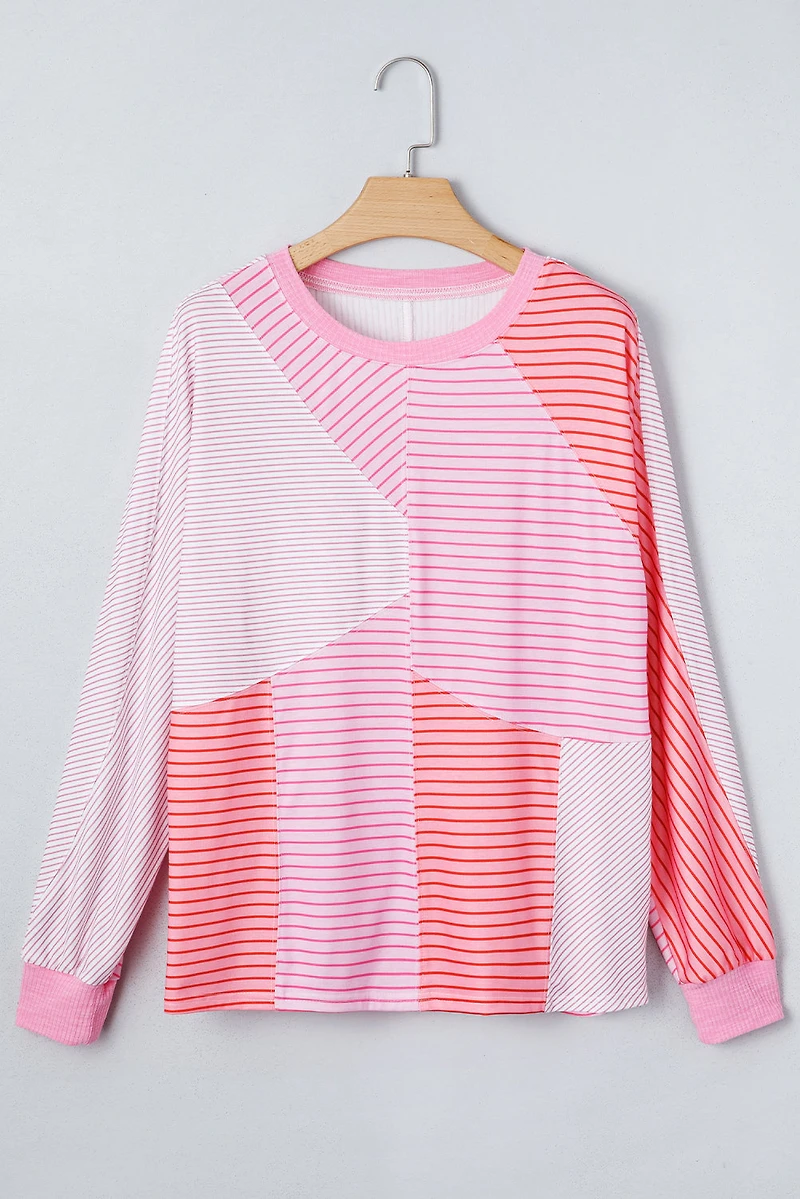 Threaded Pear Women's Alondra Exposed Seam Casual Long Sleeve Top