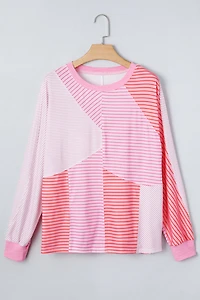 Threaded Pear Women's Alondra Exposed Seam Casual Long Sleeve Top
