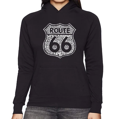 LA Pop Art Route 66 - Life is a Highway Women's Word Hooded Sweatshirt