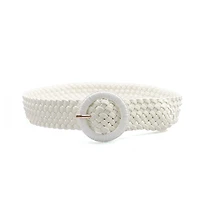 AGP PARIS White Braided Round Buckle Women's Belt
